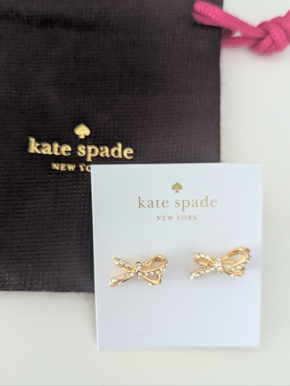 NWT Kate Spade Tied Up Pave Crystal Bow Earrings